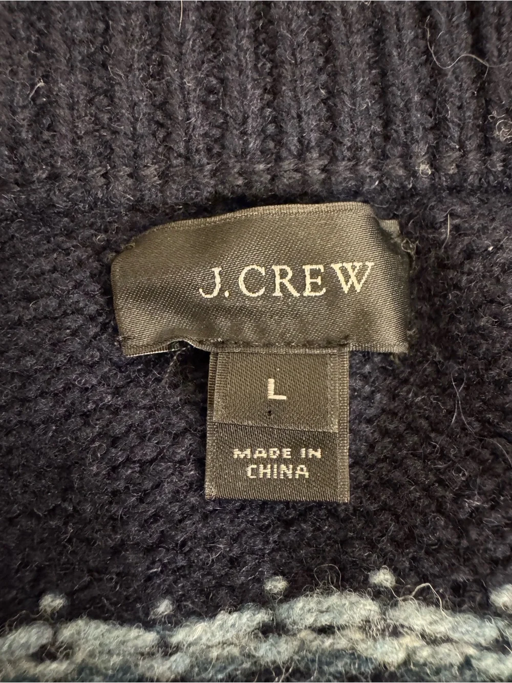 J.Crew Men’s 100% Lambswool Fair Isle Sweater Gray Blue Size L